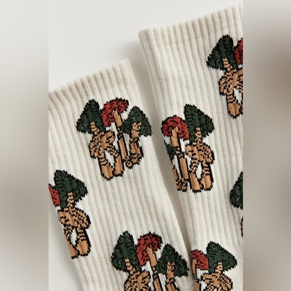 UO Mushroom Icon Crew Sock, White, OS, NWT - Picture 3 of 5
